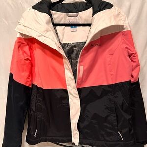 Columbia Tipton II Women's Pink, White, and Navy Blue Ski Jacket